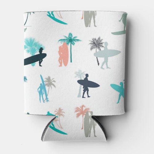 Surfers and Palm Trees Pattern Can Cooler