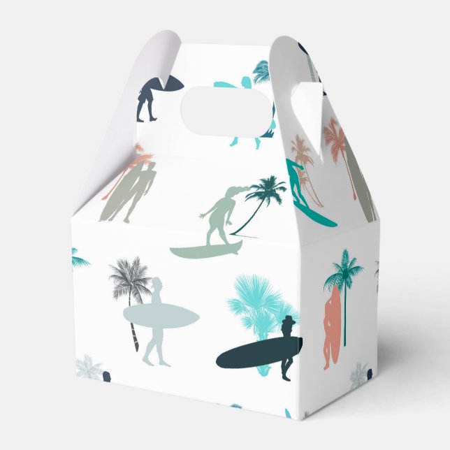 Surfers and Palm Trees Pattern Favor Boxes (Front Side)
