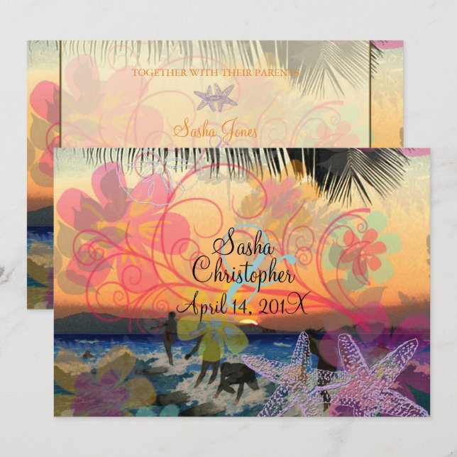SURFERS AT SUNSET/HAWAII/DIY INVIATIONS INVITATION (Front/Back)