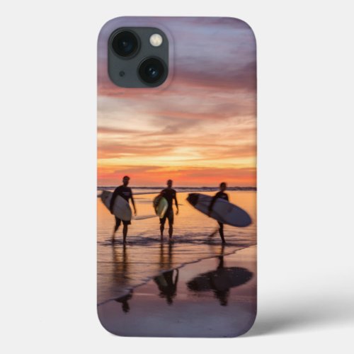 Surfers At Sunset Walking On Beach Costa Rica iPhone 13 Case