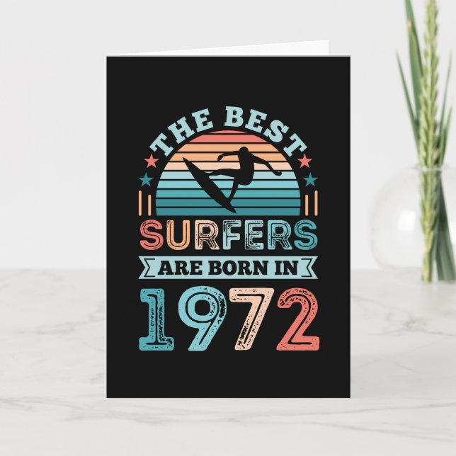Surfers born 1972 50th Birthday surfing Gift Card (Front)
