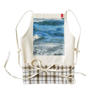 Surfers enjoying waves zazzle HEART apron