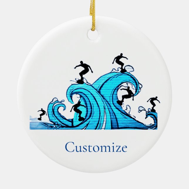 Surfers Everywhere Thunder_Cove  Ceramic Ornament (Back)