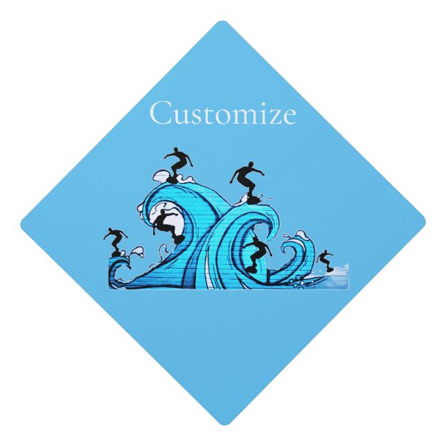 Surfers Everywhere Thunder_Cove  Graduation Cap Topper (Front)