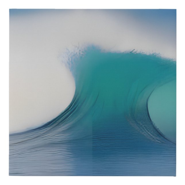 Surfer's Impossible Wave, Unique, Ai Generated Art Faux Canvas Print (Front)
