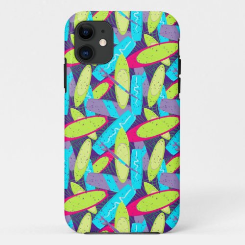Surfers Multi Coloured Surfboard Print iPhone 11 Case