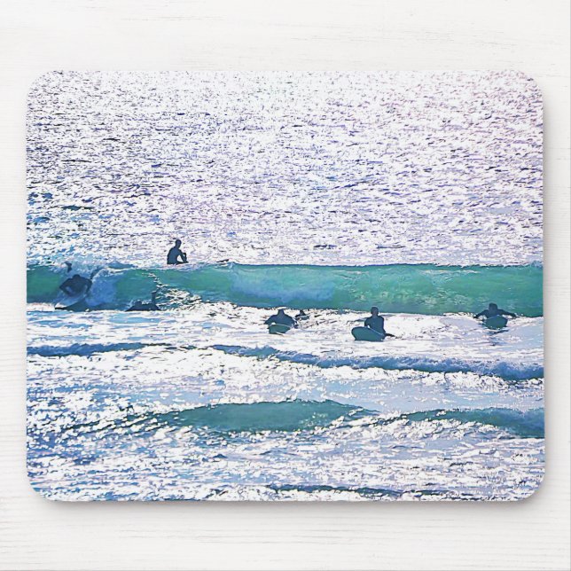 Surfers Ocean Water Art Mouse Pad (Front)