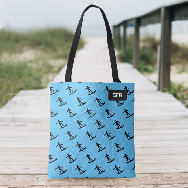 Surfers on Surfboard patter - your initials / name Tote Bag (Creator Uploaded)
