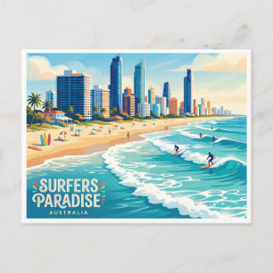 Surfers Paradise Beach Gold Coast Australia Postcard