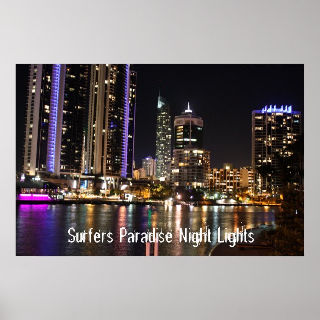 Surfers Paradise Night Lights Poster (Front)