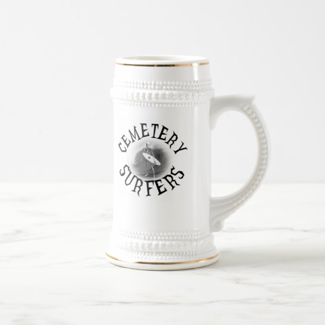 Surfers Party like a mortician ...Grab a col... Beer Stein (Right)