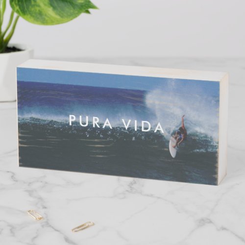 Surfers Pura Vida Costa Rica Surfing Wooden Box Sign