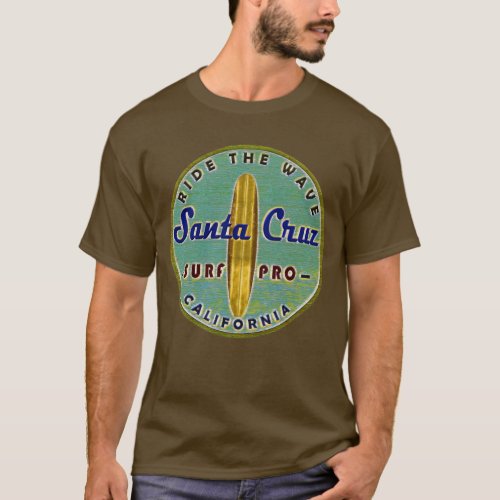 Surfers Santa Cruz Vintage Retro Distressed T_Shirt