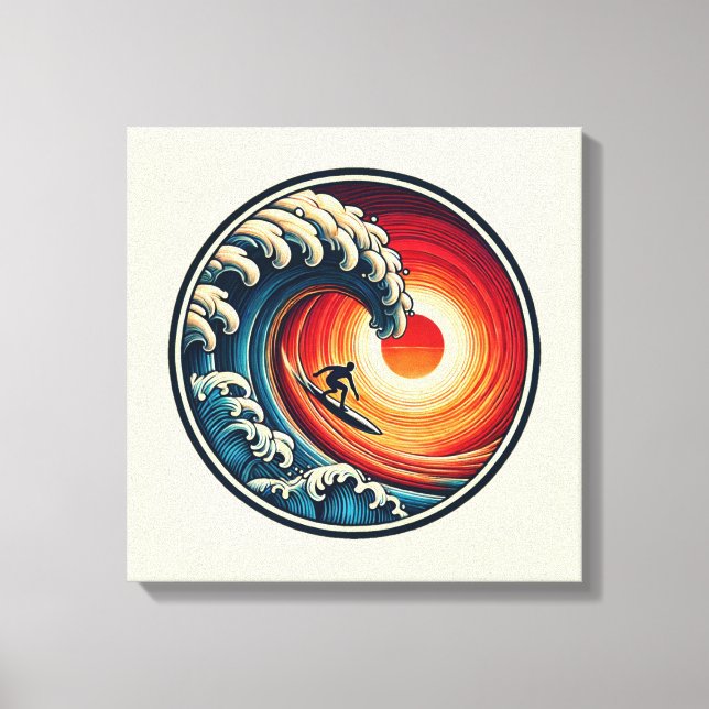 Surfer's Sunset Wave Canvas Print (Front)