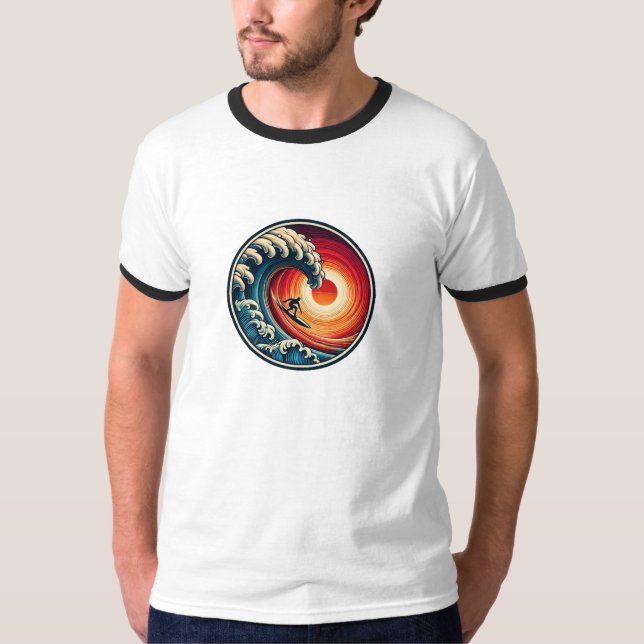 Surfer's Sunset Wave T-Shirt (Front)