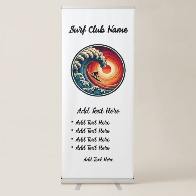 Surfer's Sunset Wave Vertical Retractable Banner (Front)