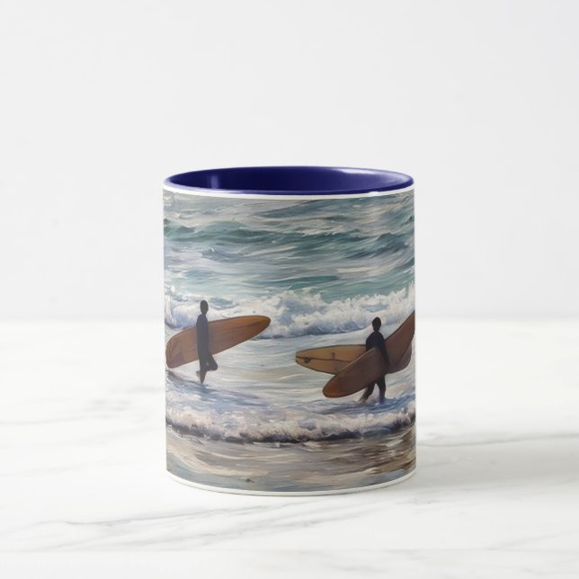 Surfers Surf Ocean Beach Art Mug Cup (Center)