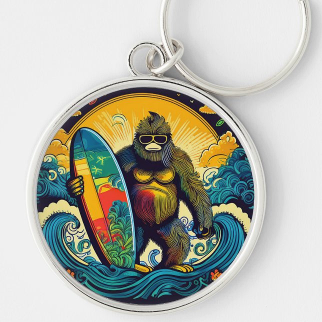 Surfin Bigfoot Keychain (Front)