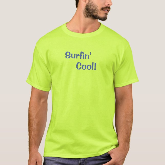 Surfin' Cool Safety Green Surfer T-Shirt (Front)