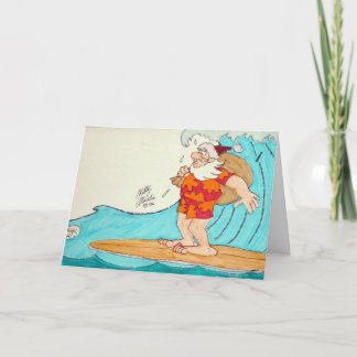 Surfin' Santa Holiday Card