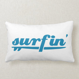Surfin surfboard blue lumbar pillow