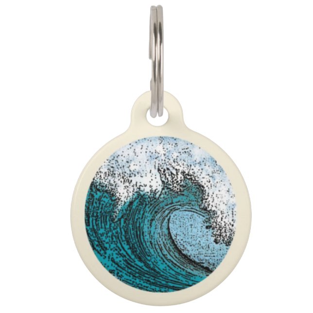 Surfin' Wave Pet ID Tag (Front)