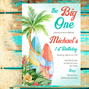 Surfing 1st birthday the big one template