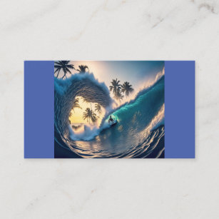 Surfing a hollow double full-pipe wave business card