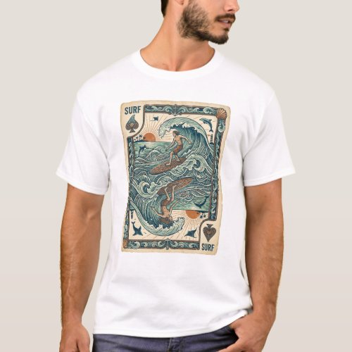 surfing ace playing card style design T-Shirt