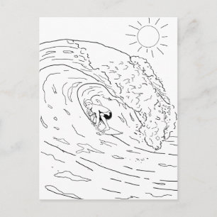 Surfing Adult Coloring Postcard