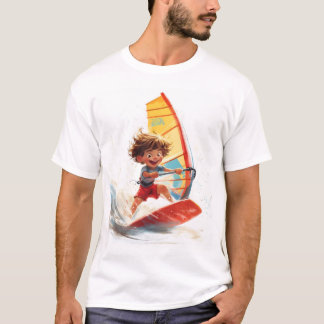 Surfing Adventure Cartoon of a Happy Kid T-Shirt