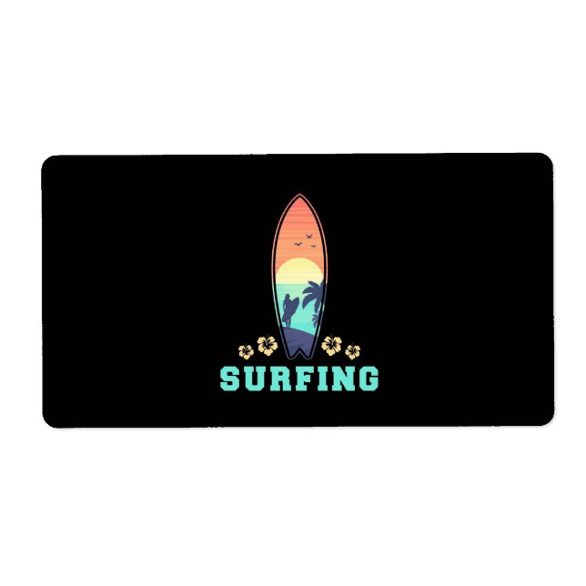 Surfing And Flower Label (Front)