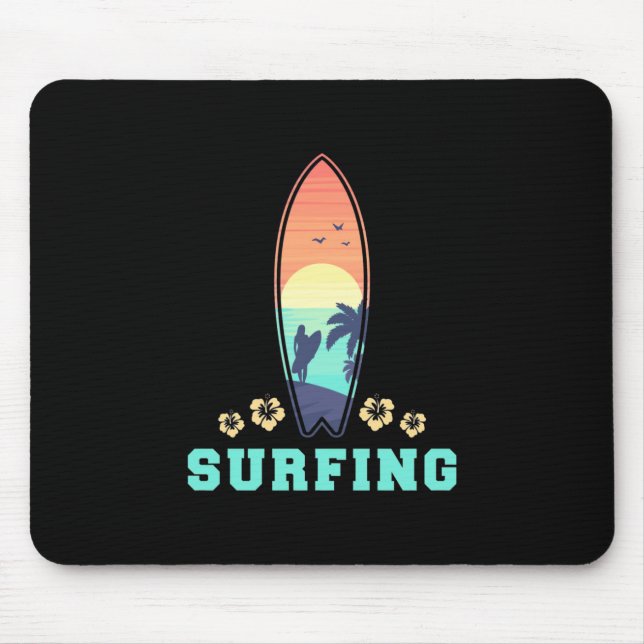 Surfing And Flower Mouse Pad (Front)