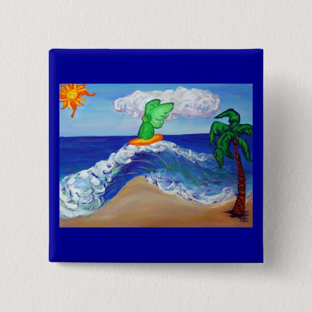 Surfing Angel Raphael Button (Front)