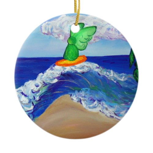 Surfing Angel Raphael Riding Healing Wave Ornament