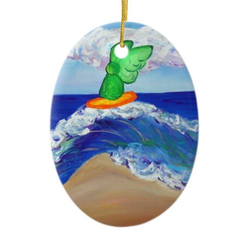 Surfing Angel Raphael Riding Healing Wave Ornament
