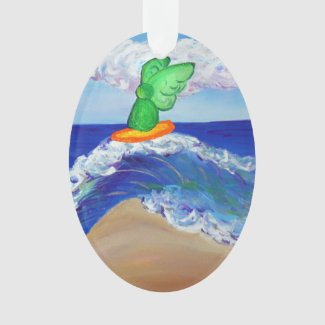 Surfing Angel Raphael Riding Healing Wave Ornament