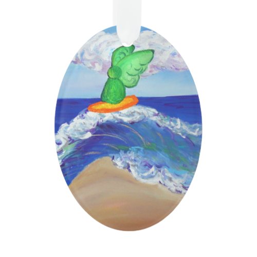 Surfing Angel Raphael Riding Healing Wave Ornament