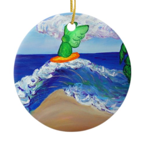 Surfing Angel Raphael Riding Healing Wave Ornament