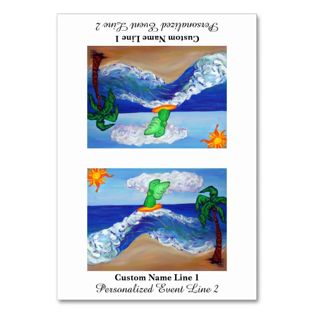 Surfing Angel Raphael Table Tent Card (Front)