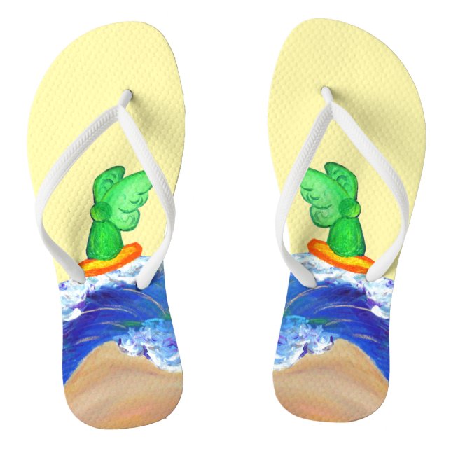 Surfing Angel, Wipe Out Cancer Flip Flops (Footbed)