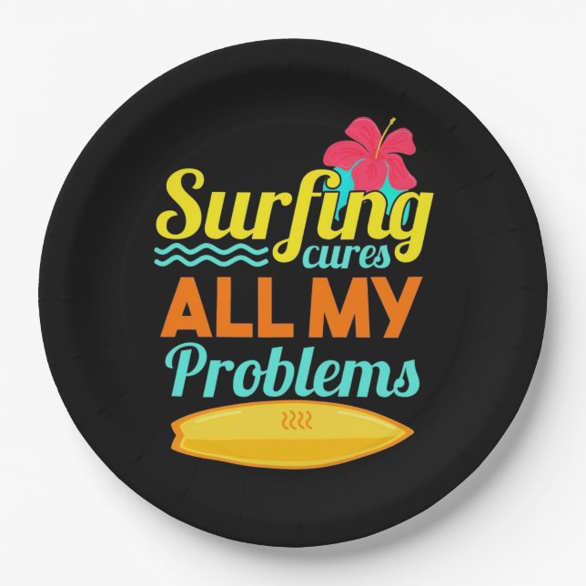 Surfing Are All My Problems Paper Plates (Front)