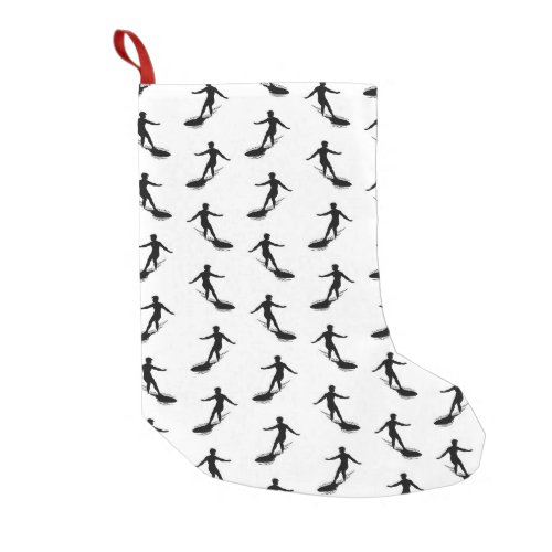 Surfing Art Pattern Vintage Surfer Silhouette Small Christmas Stocking