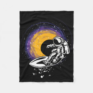 Surfing Astronaut - Galaxy Planets Space Spaceship Fleece Blanket