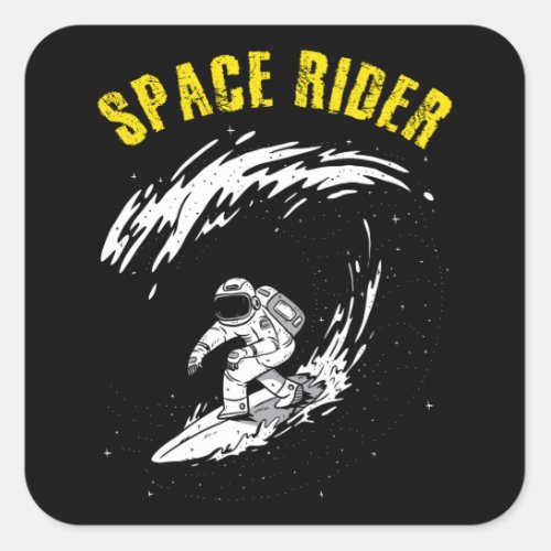 Surfing Astronaut Space Rider Square Sticker