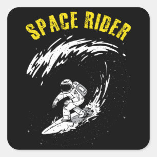 Surfing Astronaut Space Rider Square Sticker