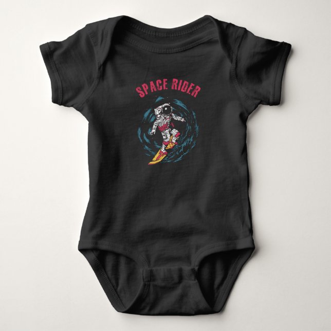 Surfing Astronaut Space Rider Surfer Baby Bodysuit (Front)