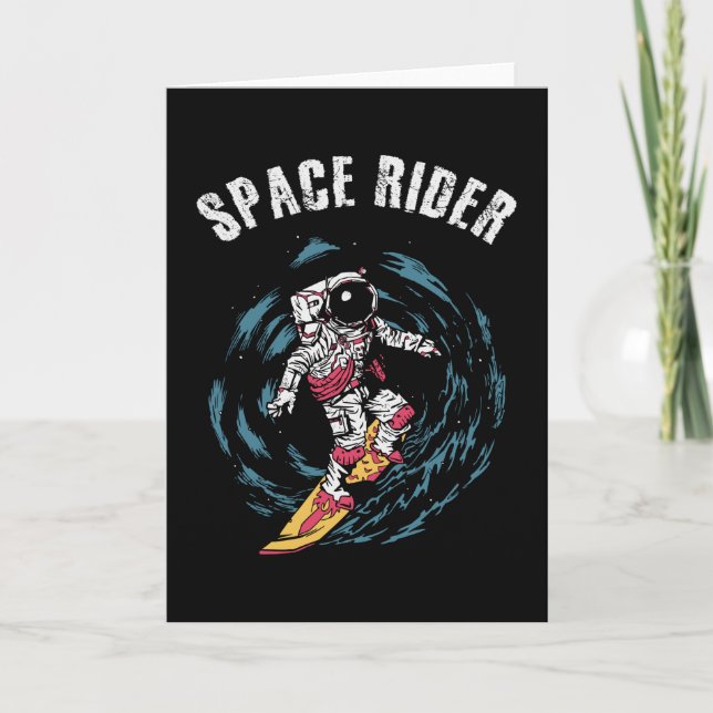 Surfing Astronaut Space Rider Surfer Card (Front)