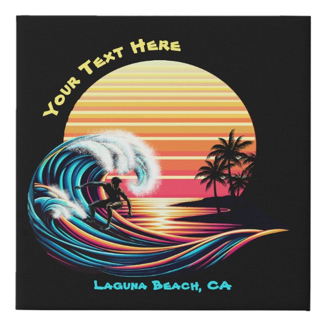 Surfing at Sunset Faux Canvas Print (Front)