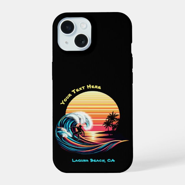 Surfing at Sunset Iphone Case (Back)